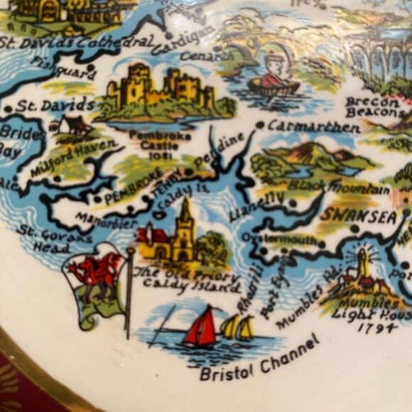 South Wales Falcon Ware Decorative Map Plate - Picture 4 of 10